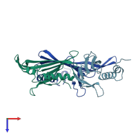 PDB entry 1bms coloured by chain, top view.