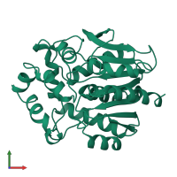 PDB entry 1bn6 coloured by chain, front view.