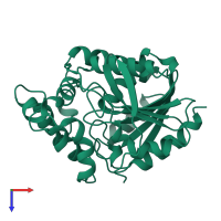 PDB entry 1bn6 coloured by chain, top view.