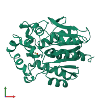 PDB entry 1bn7 coloured by chain, front view.