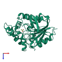 PDB entry 1bn7 coloured by chain, top view.