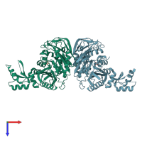 PDB entry 1bnc coloured by chain, top view.