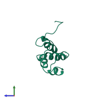 PDB entry 1bno coloured by chain, side view.