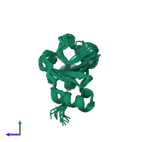 PDB entry 1bnr coloured by chain, ensemble of 20 models, side view.