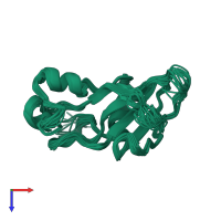 PDB entry 1bnr coloured by chain, ensemble of 20 models, top view.