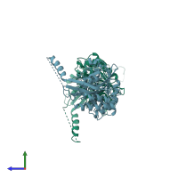 PDB entry 1bo1 coloured by chain, side view.