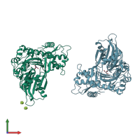 PDB entry 1bo5 coloured by chain, front view.