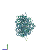 PDB entry 1bo5 coloured by chain, side view.