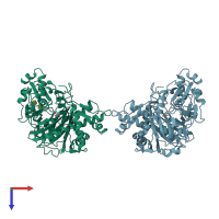 PDB entry 1bo5 coloured by chain, top view.