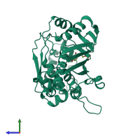 PDB entry 1bo7 coloured by chain, side view.