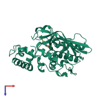 PDB entry 1bo7 coloured by chain, top view.