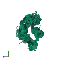 PDB entry 1bod coloured by chain, ensemble of 24 models, side view.