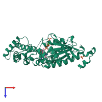 PDB entry 1bof coloured by chain, top view.
