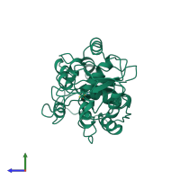 PDB entry 1boh coloured by chain, side view.