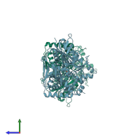 PDB entry 1bot coloured by chain, side view.