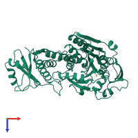 PDB entry 1bpm coloured by chain, top view.