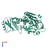 PDB entry 1bpn coloured by chain, top view.