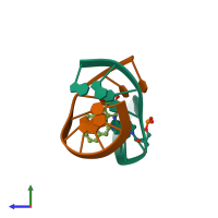 PDB entry 1bps coloured by chain, side view.