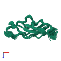 PDB entry 1bpv coloured by chain, ensemble of 50 models, top view.