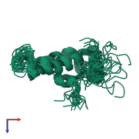 PDB entry 1bq0 coloured by chain, ensemble of 20 models, top view.