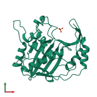 PDB entry 1bq2 coloured by chain, front view.