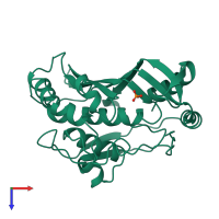 PDB entry 1bq2 coloured by chain, top view.