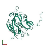 PDB entry 1bq5 coloured by chain, front view.