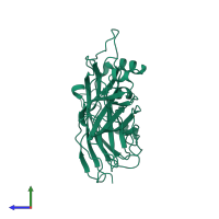 PDB entry 1bq5 coloured by chain, side view.
