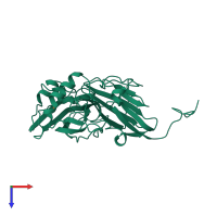PDB entry 1bq5 coloured by chain, top view.