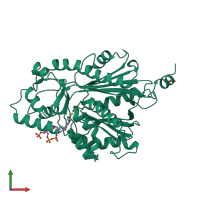 PDB entry 1bq6 coloured by chain, front view.