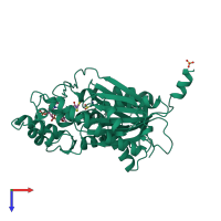 PDB entry 1bq6 coloured by chain, top view.