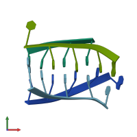 PDB entry 1bqj coloured by chain, front view.