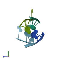 PDB entry 1bqj coloured by chain, side view.