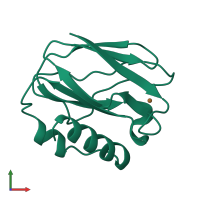 PDB entry 1bqk coloured by chain, front view.