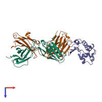 PDB entry 1bql coloured by chain, top view.