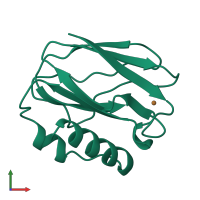 PDB entry 1bqr coloured by chain, front view.