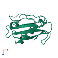 PDB entry 1bqr coloured by chain, top view.