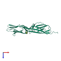 PDB entry 1bqs coloured by chain, top view.