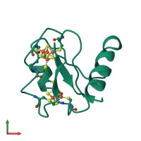 PDB entry 1bqx coloured by chain, front view.