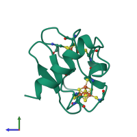 PDB entry 1bqx coloured by chain, side view.