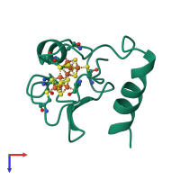 PDB entry 1bqx coloured by chain, top view.