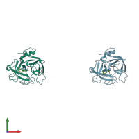 PDB entry 1bqy coloured by chain, front view.