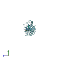 PDB entry 1bqy coloured by chain, side view.