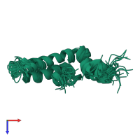 PDB entry 1bqz coloured by chain, ensemble of 20 models, top view.