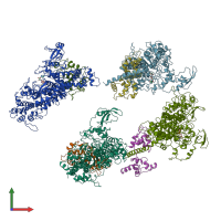 PDB entry 1br4 coloured by chain, front view.