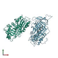 PDB entry 1br8 coloured by chain, front view.