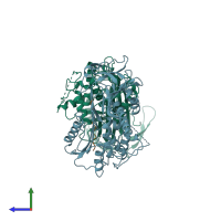 PDB entry 1br8 coloured by chain, side view.