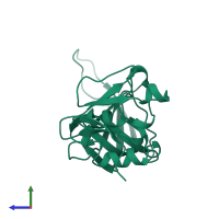 PDB entry 1br9 coloured by chain, side view.