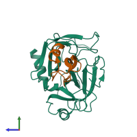 PDB entry 1brb coloured by chain, side view.