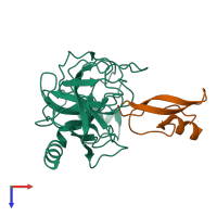 PDB entry 1brb coloured by chain, top view.